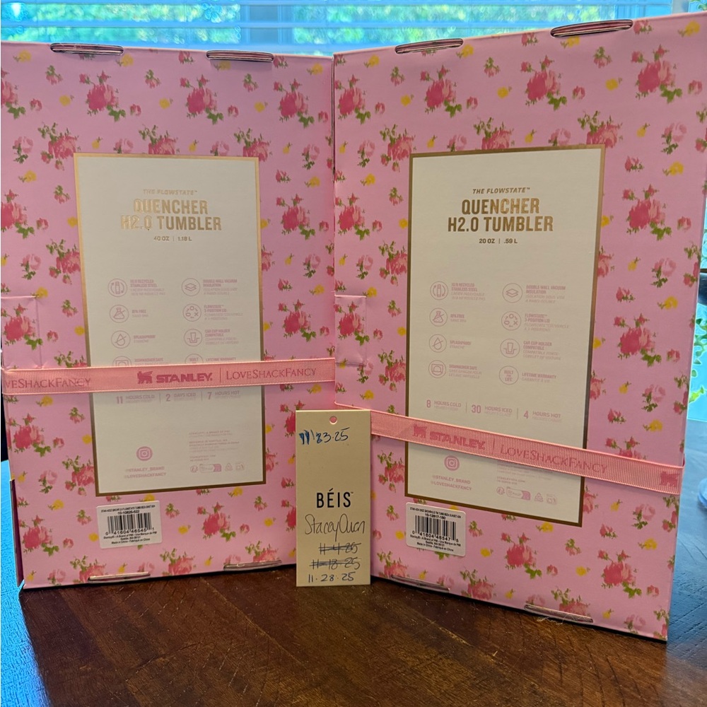 NEW Stanley x LoveShackFancy Pink Tumbler bundle 40oz & 20oz
